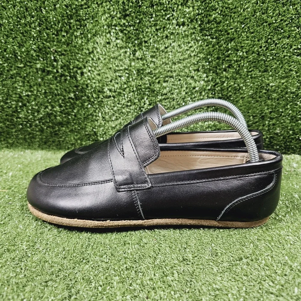 Earthing Harmony Black Leather Grounding Earthing Barefoot Penny Loafers Mens 9
